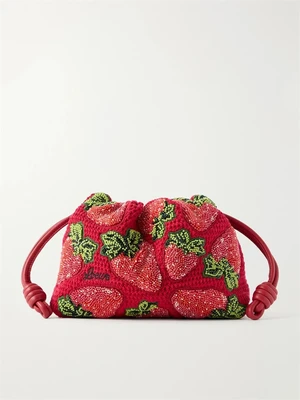 Клатч Flamenco с отделкой из кожи и бисера LOEWE + Paula's Ibiza, красный 47324426