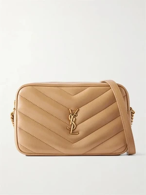 Сумка на плечо Loulou из стеганой фактурной кожи SAINT LAURENT, коричневый 47345170