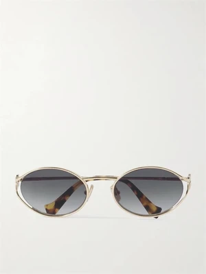 Овальные солнцезащитные очки с золотистой оправой MIU MIU, золотой 47348696