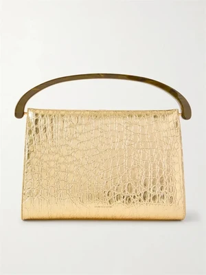 Сумка на плечо из кожи под крокодила с металлическим эффектом DRIES VAN NOTEN, золотой 47350970