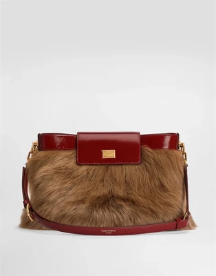 Сумка на плечо Vittoria из меха и телячьей кожи DOLCE & GABBANA, мультицвет 47362282