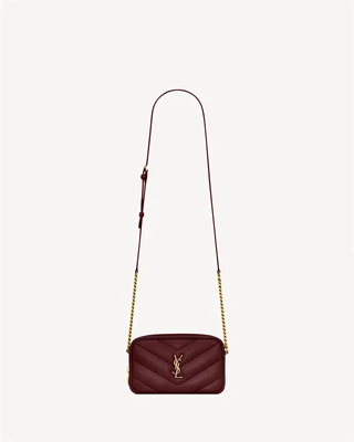 Мини-сумка LOULOU в виде камеры из ягнячьей кожи SAINT LAURENT, бордовый 47370976