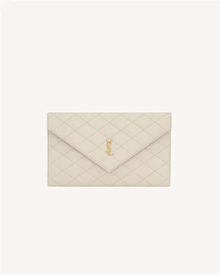 Клатч PARIS из ягнячьей кожи SAINT LAURENT, бежевый 47324330