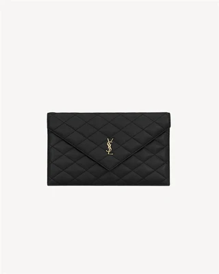 Клатч PARIS из ягнячьей кожи SAINT LAURENT, черный 47324332