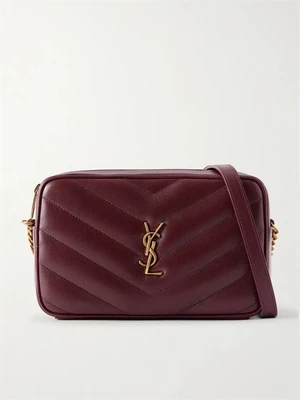 Сумка на плечо Loulou из стеганой фактурной кожи SAINT LAURENT, бордовый 47346089