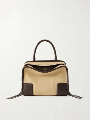 Маленькая замшевая сумка через плечо Amazona 180 с отделкой из кожи LOEWE, бежевый 47346237