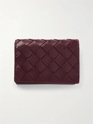 Кожаный кардхолдер Intrecciato BOTTEGA VENETA, бордовый 47346650