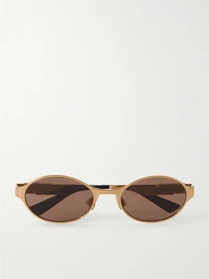Солнцезащитные очки-ленты круглой формы золотистого цвета BOTTEGA VENETA EYEWEAR, золотой 47350987