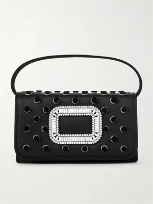 Атласный клатч Roger Vivier Pilgrim с пряжкой, черный 47353515