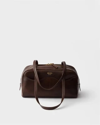 Большая сумка Prada Carry из состаренной кожи с верхней ручкой, коричневый 47355376