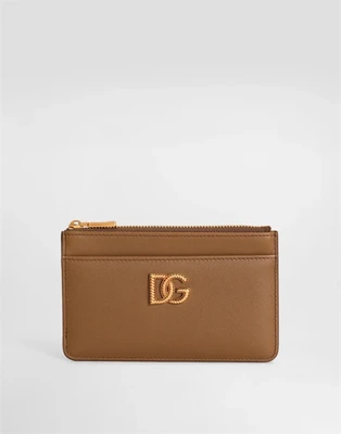 Кожаный держатель для карт с логотипом DG DOLCE & GABBANA, коричневый 47361614