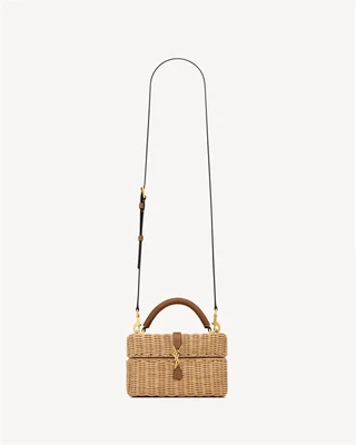 Косметичка GABY из лозы SAINT LAURENT, бежевый 47365833