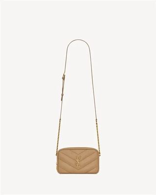 Сумка LOULOU мини камера из ягнячьей кожи SAINT LAURENT, бежевый 47371448