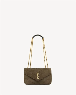 LOULOU маленькая из замши MATELASSÉ SAINT LAURENT, зеленый 47372595