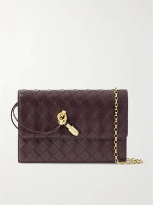 Кожаный чехол Intrecciato BOTTEGA VENETA, бордовый 47324014