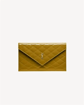 Сумка-пенал PARIS из лакированной кожи SAINT LAURENT, зеленый 47324329