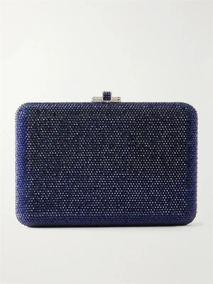 Тонкий клатч Slim Slide, украшенный кристаллами, серебристого цвета JUDITH LEIBER COUTURE, синий 47324446
