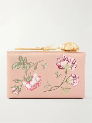Вышитый атласный клатч Bloom ERDEM, розовый 47324448