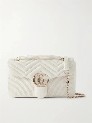 Сумка на плечо GG Marmont из стеганой кожи GUCCI, белый 47344405