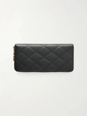 Стеганый кошелек из фактурной кожи SAINT LAURENT, черный 47344629