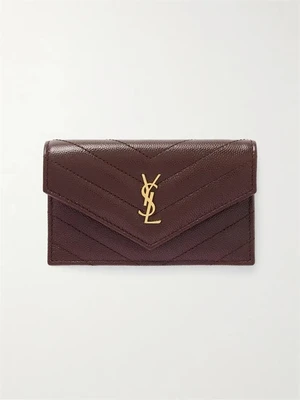 Кошелек Cassandre из стеганой текстурированной кожи SAINT LAURENT, бордовый 47346124