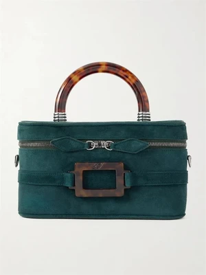 Мини-клатч Belle Vivier Vanity из замши с пряжкой Roger Vivier, зеленый 47346772