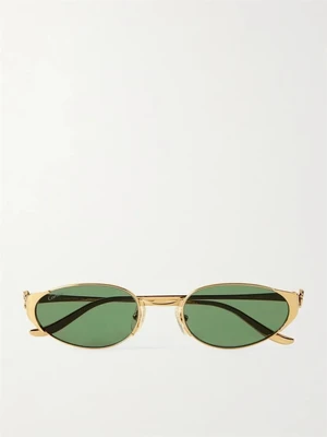 Солнцезащитные очки Panthère de Cartier с золотистой оправой овальной формы Cartier Eyewear, золотой 47348429