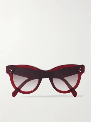 Круглые солнцезащитные очки в ацетатной оправе CELINE EYEWEAR, красный 47349606