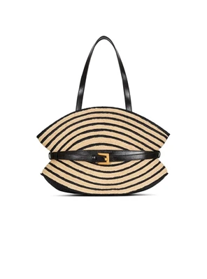 Сумка Medium Shuffle из гладкой кожи и двухцветной рафии BALMAIN, бежевый 47361454