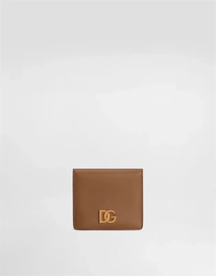 Кошелек из телячьей кожи с логотипом DG DOLCE & GABBANA, коричневый 47362011