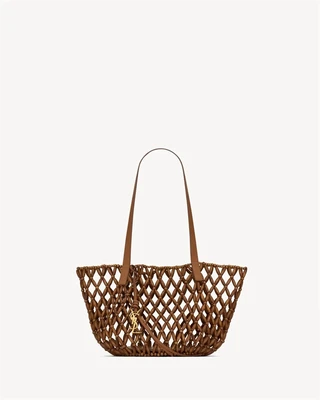 Маленькая сумка PANIER из деревянных бусин SAINT LAURENT, коричневый 47364828