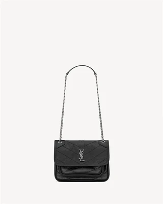 NIKI baby из винтажной кожи SAINT LAURENT, черный 47374932