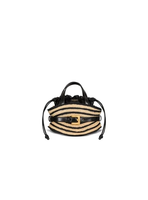 Мини-сумка Shuffle из гладкой кожи и рафии BALMAIN, бежевый 47376921
