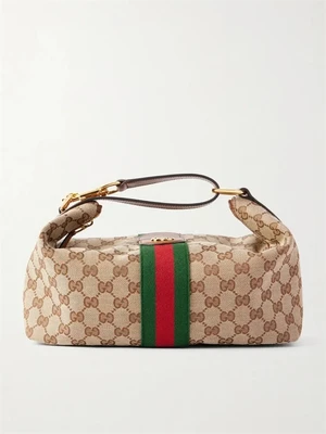 Клатч Ophidia из полосатого канваса с кожаной отделкой GUCCI, мультицвет 47324121