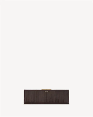 Большой клатч MIDNIGHT из угря SAINT LAURENT, коричневый 47324331