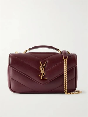 Мини-сумка на плечо Loulou из кожи с узором мателассе SAINT LAURENT, бордовый 47345185