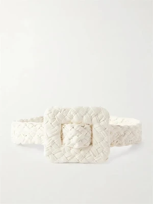 Кожаный ремень Foulard intrecciato BOTTEGA VENETA, белый 47346421
