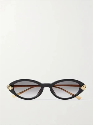Солнцезащитные очки Panthère от Cartier с овальной оправой из ацетата и под золото Cartier Eyewear, черный 47352073