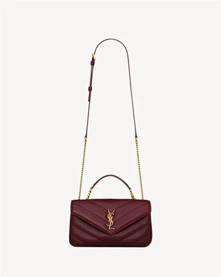 Сумка LOULOU с верхней ручкой из стеганой овечьей кожи SAINT LAURENT, бордовый 47374916