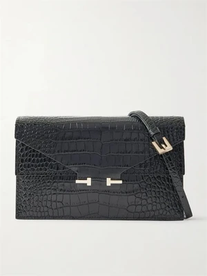 Сумка на плечо из лакированной кожи с эффектом крокодила TOM FORD, черный 47376639
