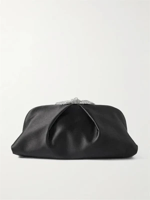 Клатч-бант с кристаллами из атласа Very Bow Tie Aquazzura, черный 47323865