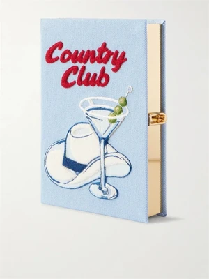 Клатч из твила Country Club с вышивкой и аппликацией Olympia Le-Tan, голубой 47324045