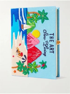 Клатч Olympia Le-Tan + Mlle Mouns The Art of Slow Living из канвы с вышивкой и аппликацией, голубой 47324191
