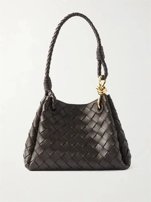 Малая кожаная плечевая сумка Parachute с плетением intrecciato BOTTEGA VENETA, коричневый 47344638