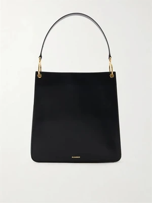 Средняя кожаная сумка на плечо Otto JIL SANDER, черный 47344730