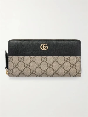 Кошелек Petite Marmont из текстурированной кожи с принтом на канве с покрытием GUCCI, черный 47346406