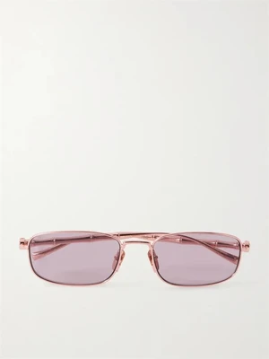 Прямоугольные солнцезащитные очки в бамбуковой оправе из металла Gucci Eyewear, розовый 47347025