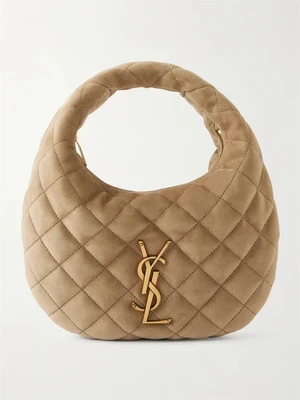 Сумка через плечо Icarino из стеганой замши SAINT LAURENT, бежевый 47350184