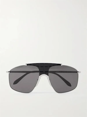 Солнцезащитные очки-авиаторы серебристого цвета с оправой из ацетата ALAÏA EYEWEAR, серебряный 47351707