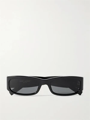 Прямоугольные ацетатные солнцезащитные очки Saint Laurent Eyewear, черный 47352154